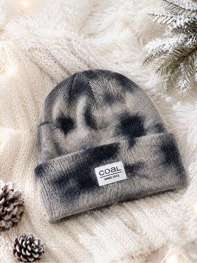 COAL Tie Dye Knit Beanie Gray Black Mid Length Winter Hat OS